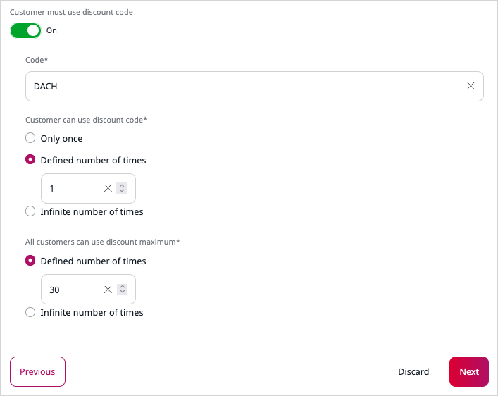 Cart discount conditions