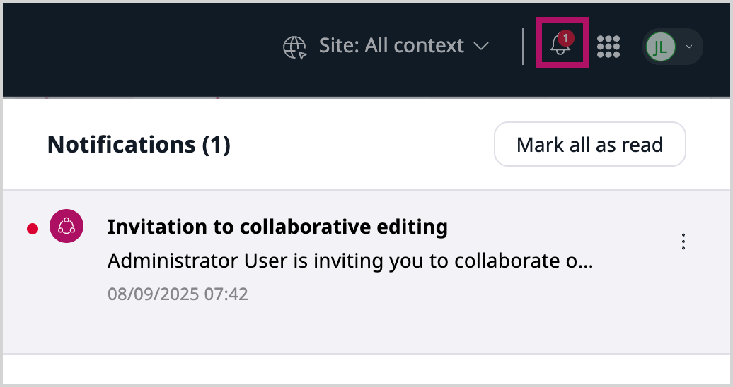 Notification - internal user