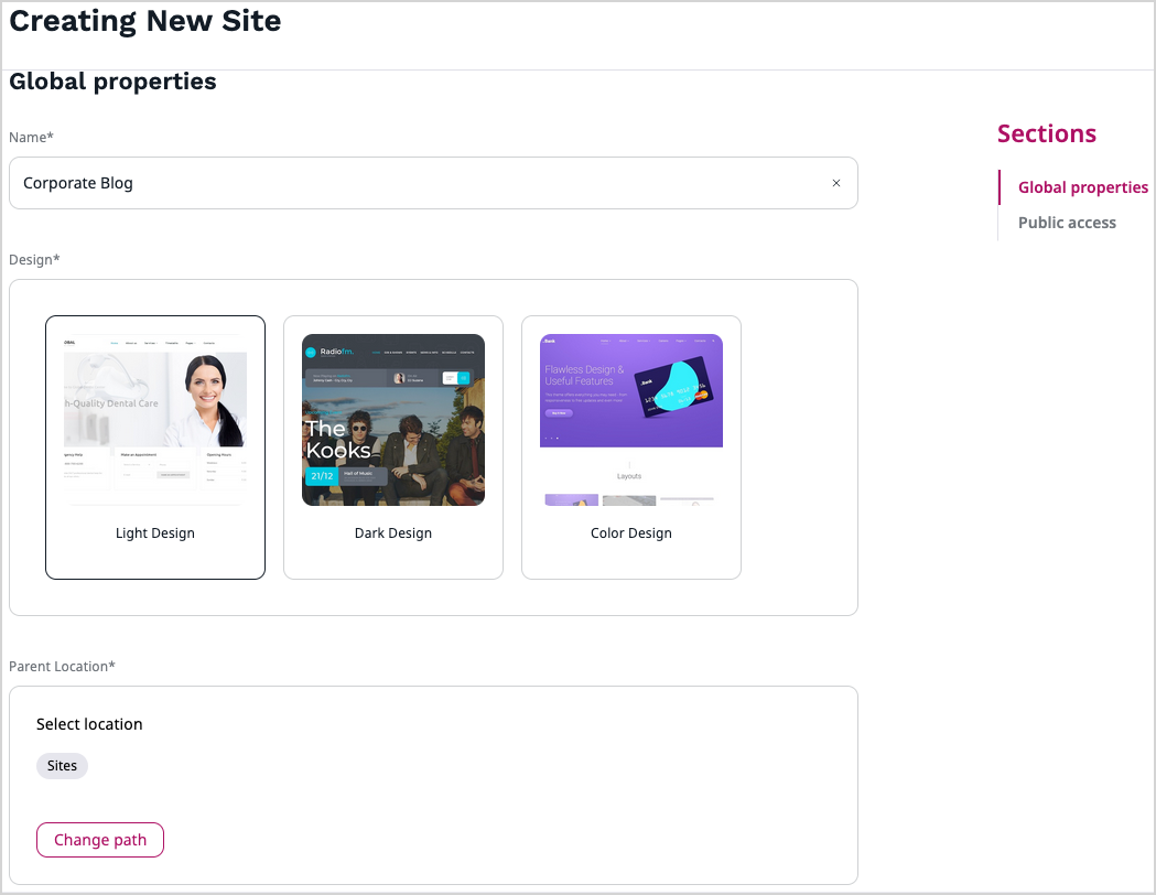 Create a new website - step one