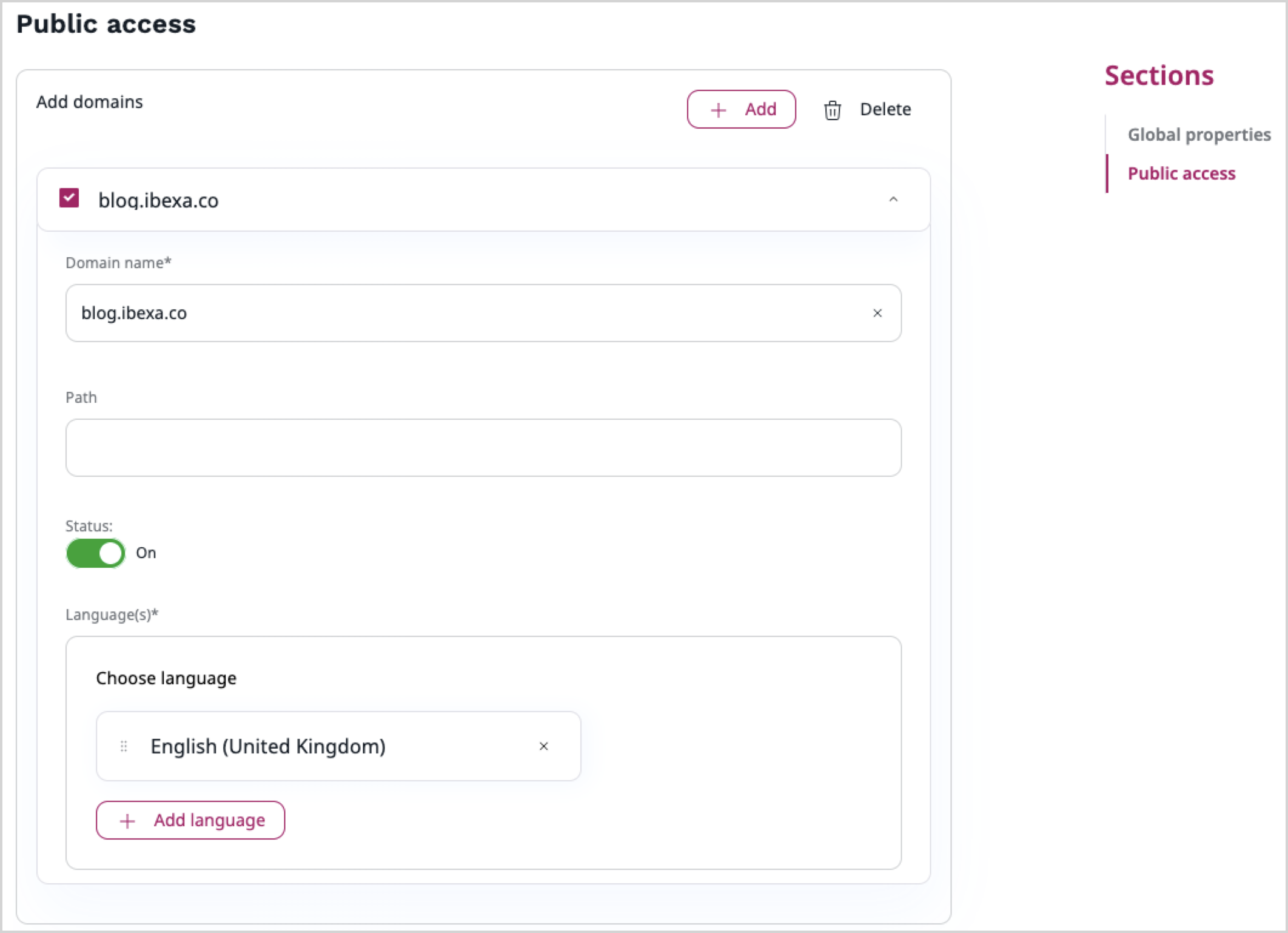 Create a new website - step two